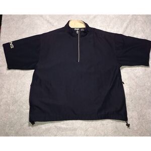 Ping 1/2 Zip Windbreaker Pullover Mens Medium Navy Blue‎ Short Sleeve Pockets